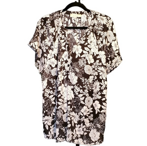 Misia Curvy Floral Black White Blouse Plus Size 3X‎